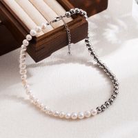 Ig Style Simple Style Geometric Stainless Steel Freshwater Pearl Plating 18k Gold Plated Necklace sku image 1