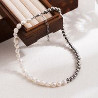 Ig Style Simple Style Geometric Stainless Steel Freshwater Pearl Plating 18k Gold Plated Necklace sku image 2
