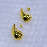 1 Pair Simple Style Water Droplets Plating Stainless Steel 18K Gold Plated Ear Studs sku image 3