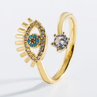 Fashion Hollow Devil's Eye Copper Plated 18k Gold Micro-inlaid Zircon Ring main image 3