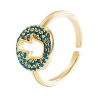 Fashion Hollow Devil's Eye Copper Plated 18k Gold Micro-inlaid Zircon Ring main image 6