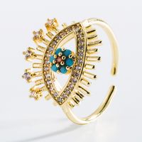Fashion Hollow Devil's Eye Copper Plated 18k Gold Micro-inlaid Zircon Ring sku image 1