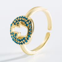 Fashion Hollow Devil's Eye Copper Plated 18k Gold Micro-inlaid Zircon Ring main image 5