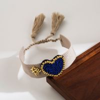 Einfacher Stil Herzform Tuch Glas Kupfer Perlen Stricken Valentinstag Frau Armband sku image 2
