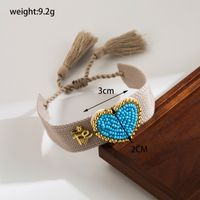 Einfacher Stil Herzform Tuch Glas Kupfer Perlen Stricken Valentinstag Frau Armband sku image 1