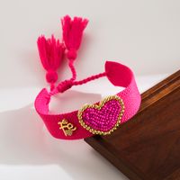 Einfacher Stil Herzform Tuch Glas Kupfer Perlen Stricken Valentinstag Frau Armband sku image 8