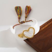 Einfacher Stil Herzform Tuch Glas Kupfer Perlen Stricken Valentinstag Frau Armband sku image 7