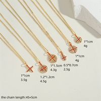 Copper 14K Gold Plated Vintage Style Simple Style Commute Hollow Out Inlay Cross Round Star Zircon Pendant Necklace main image 2