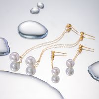 1 Pair IG Style Simple Style Round Chain Inlay 304 Stainless Steel Pearl Drop Earrings main image 3