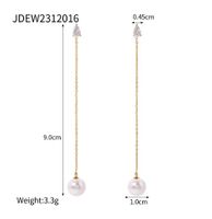 1 Pair IG Style Simple Style Round Chain Inlay 304 Stainless Steel Pearl Drop Earrings main image 2