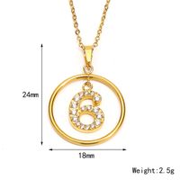 304 Stainless Steel Casual Elegant Number Zircon Pendant Necklace main image 2