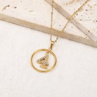 304 Stainless Steel Casual Elegant Number Zircon Pendant Necklace sku image 4