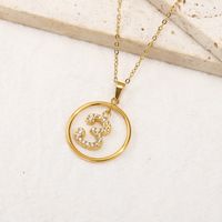 304 Stainless Steel Casual Elegant Number Zircon Pendant Necklace main image 4