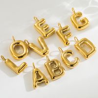 1 Piece 14.3*17.8mm Hole 3~3.9mm Stainless Steel 14K Gold Plated Letter Polished Pendant main image 7
