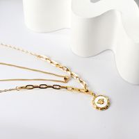Casual Simple Style Round Insect Heart Shape Stainless Steel Titanium Steel Plating Inlay Pearl Zircon Pendant Necklace main image 4