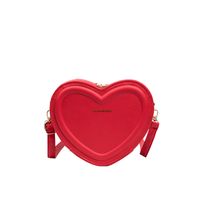 Women's Small Pu Leather Solid Color Fashion Heart-shaped Zipper Crossbody Bag sku image 2