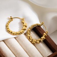 1 Pair Ig Style Round Heart Shape Plating Stainless Steel 18k Gold Plated Hoop Earrings Ear Studs sku image 4