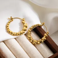 1 Par Estilo Ig Ronda Forma De Corazón Enchapado Acero Inoxidable Chapado En Oro De 18 Quilates. Pendientes De Aro Pendientes sku image 6