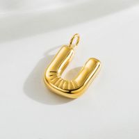 1 Piece 14.3*17.8mm Hole 3~3.9mm Stainless Steel 14K Gold Plated Letter Polished Pendant sku image 12