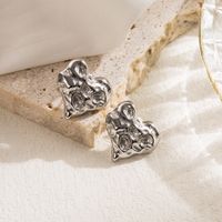 1 Pair Casual Heart Shape Solid Color Plating Stainless Steel 14k Gold Plated Ear Studs main image 5