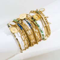 Fashion Eye Stainless Steel Natural Stone Plating 18k Gold Plated Bracelets main image 1