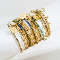 Fashion Eye Stainless Steel Natural Stone Plating 18k Gold Plated Bracelets main image 6