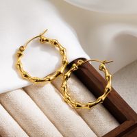 1 Pair Ig Style Round Heart Shape Plating Stainless Steel 18k Gold Plated Hoop Earrings Ear Studs main image 4