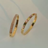 Ins Style Elegant Triangle Round Square Stainless Steel Plating Inlay Zircon 18k Gold Plated Bangle main image 5