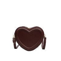 Women's Small Pu Leather Solid Color Fashion Heart-shaped Zipper Crossbody Bag sku image 5