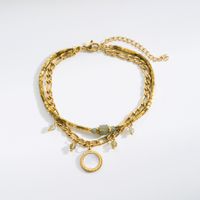 Fashion Eye Stainless Steel Natural Stone Plating 18k Gold Plated Bracelets main image 3
