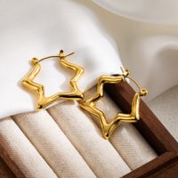 1 Par Estilo Ig Ronda Forma De Corazón Enchapado Acero Inoxidable Chapado En Oro De 18 Quilates. Pendientes De Aro Pendientes sku image 5