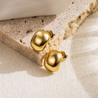 1 Pair Casual Heart Shape Solid Color Plating Stainless Steel 14k Gold Plated Ear Studs main image 2
