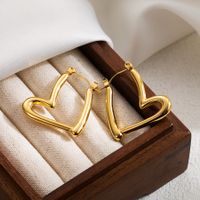 1 Pair Ig Style Round Heart Shape Plating Stainless Steel 18k Gold Plated Hoop Earrings Ear Studs sku image 1