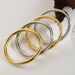 Stainless Steel 14K Gold Plated Simple Style Argyle Chunky Thick Bangle