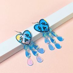1 Pair Retro Classic Style Water Droplets Heart Shape Arylic Drop Earrings