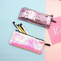 Solid Color Polyester Class Learning Simple Style Pencil Case