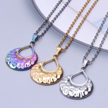 Wholesale Jewelry Casual Simple Style Waves 304 Stainless Steel 18K Gold Plated Pendant Necklace Necklace Pendant