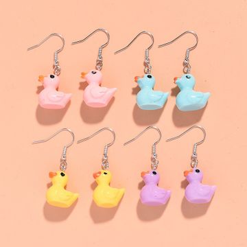1 Pair Cute Duck Plastic Drop Earrings