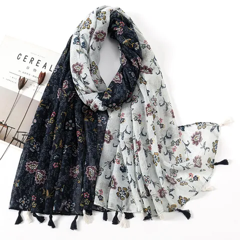 Wholesale women's fashion flower voile silk scarves - Nihaojewelry