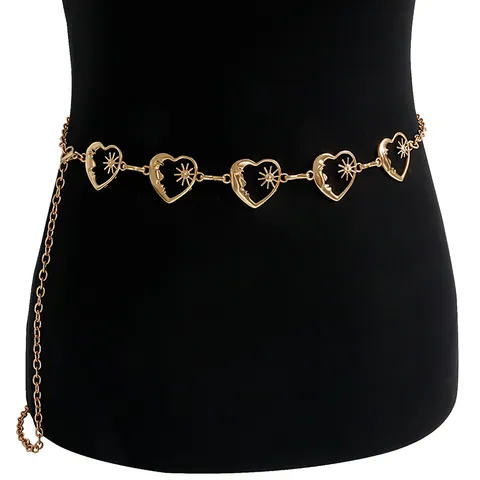 Hollow Out Heart Shape Waist Chain In SILVER