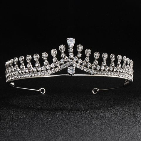 Hot Selling Bridal Ornament European And American Zircon With Diamond Crown Hair Clasp Wedding Dress Headdress Accessories Factory Direct Sales
