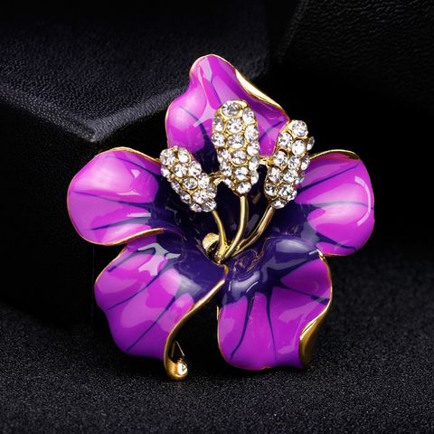 Alloy Fashion Flowers Brooch  (18k Purple Al001-d) Nhdr3128-18k-purple-al001-d