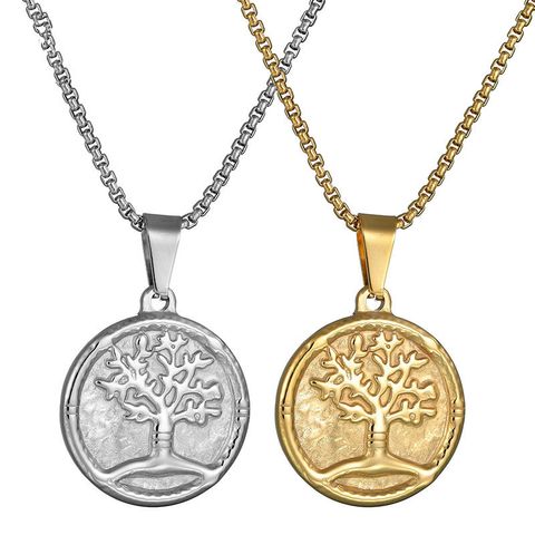 Titanium&stainless Steel Simple Flowers Necklace  (steel Color) Nhhf0884-steel-color