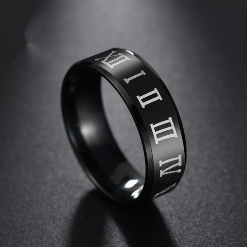 Titanium&stainless Steel Fashion Geometric Ring  (black-6) Nhhf0903-black-6