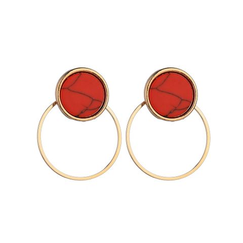 Alloy Korea Geometric Earring  (round Red) Nhbq1653-round-red