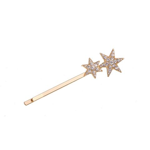 Factory Direct Sales Best Seller In Europe And America New Simple Hair Accessories Geometric Alloy Diamond Five-pointed Star Hair Clip Bar Shaped Clip