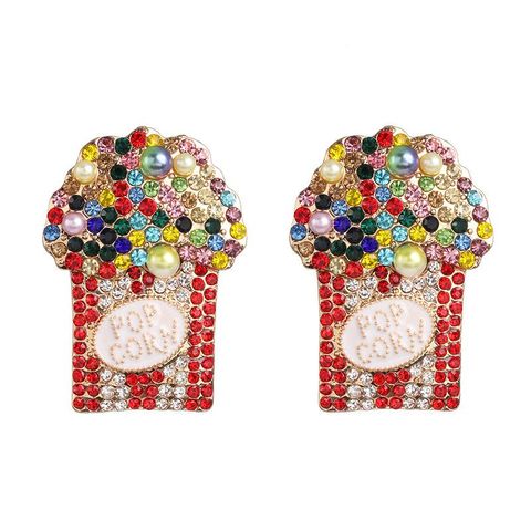 New Popcorn Cup Color Diamond Stud Earrings