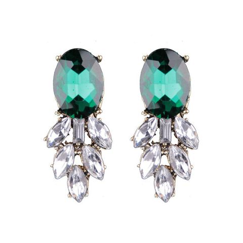 Alloy Diamond-set Gemstone Earrings