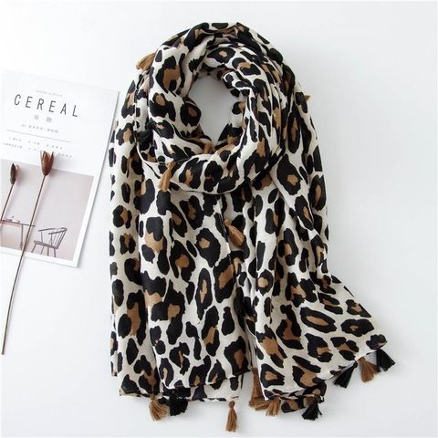 Classic Fashion Leopard Scarf Long Section Cotton And Linen Shawl