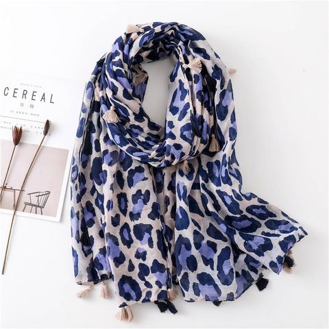 Leopard-print Cotton And Linen Scarves, Shawl, Long Silk Scarf, Keep Warm